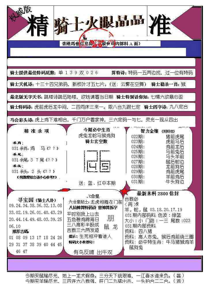 031期骑士火眼晶晶（正）[图]